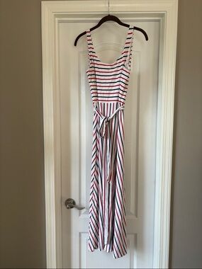 July 4th vibes! Ann Taylor LOFT Striped Tie-Waist Midi Dress Small